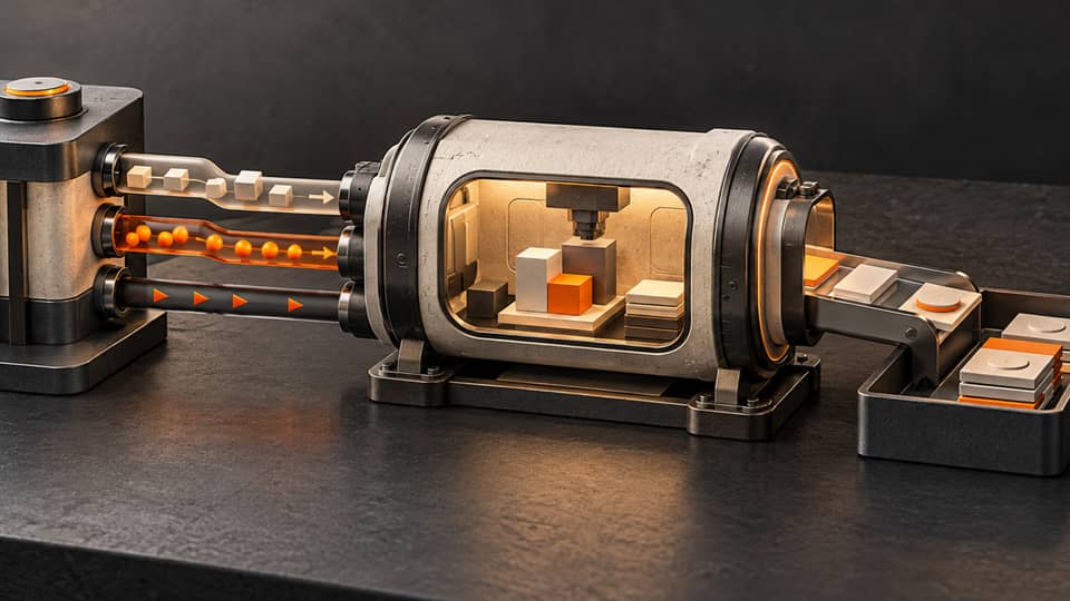 A compact worker capsule is connected to a parent controller by input, event and cancellation rails, with verified artifacts exiting to a tray.