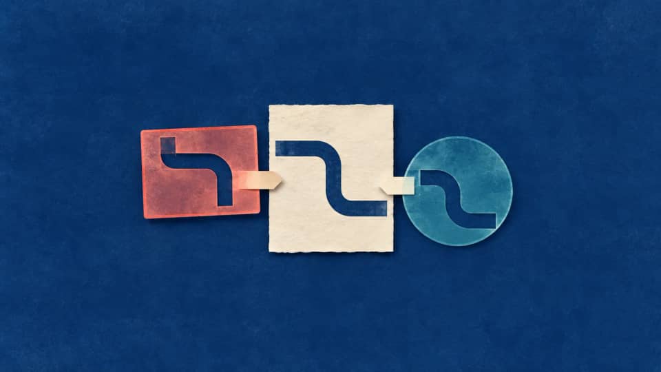 Two differently shaped hypothesis stencils sit beside one request-evidence sheet, with both comparison tabs pointing to its uncovered path.