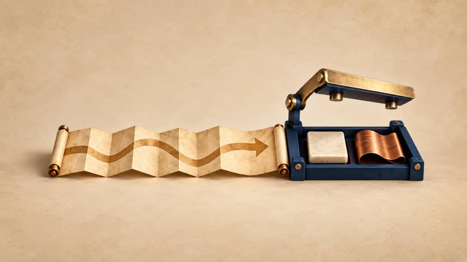 An unfolded procedure leads to separate application and data inputs beneath a raised, unlatched checking arm.