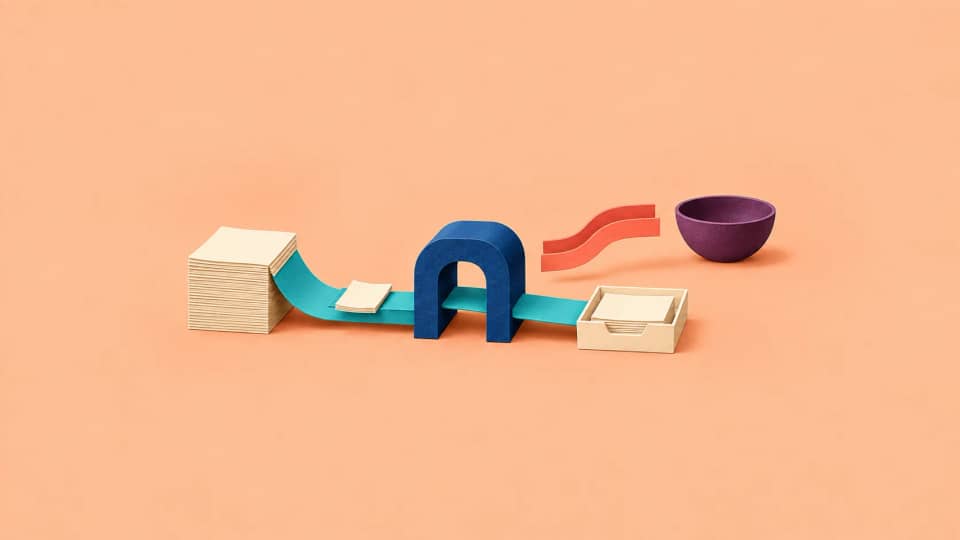 An existing summary route stays intact while an excerpt waits before an unconnected branch toward an empty external bowl.